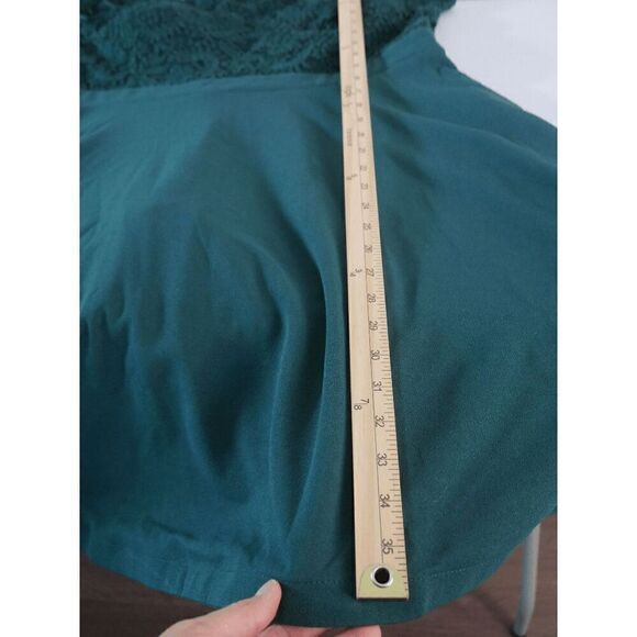 City Studios Women's Trendy Plus Size Green Lace-Bodice Off-The-Shoulder Dress 2 - Picture 8 of 9